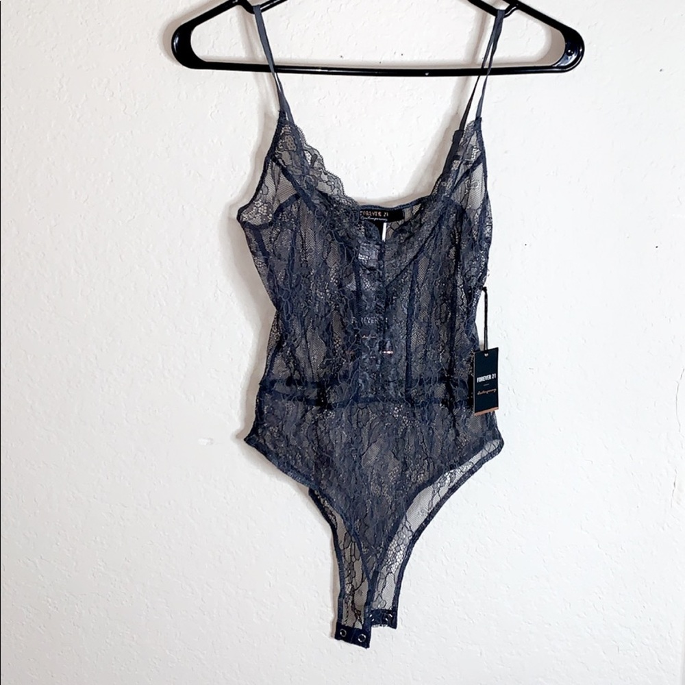 Gray lace body suit